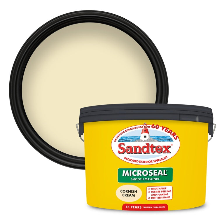 Sandtex Smooth Masonry Paint 10L Cornish Cream