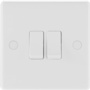 BG 2 Gang 2 Way White Round Edge Switch 10a