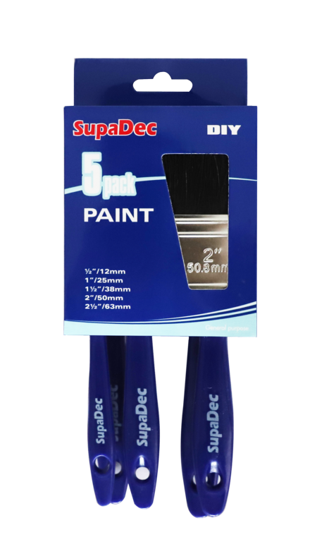 SupaDec Paint Brush Set 5 Pack - 12mm, 25mm, 38mm, 50mm, 63mm