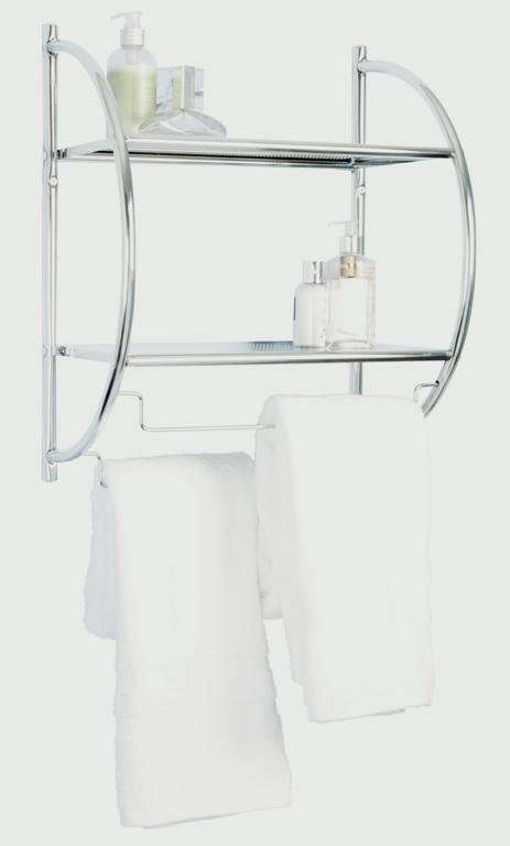 Croydex Wall Mounted Curved Shelf/Towel Rack Mild Steel/Chrome finish