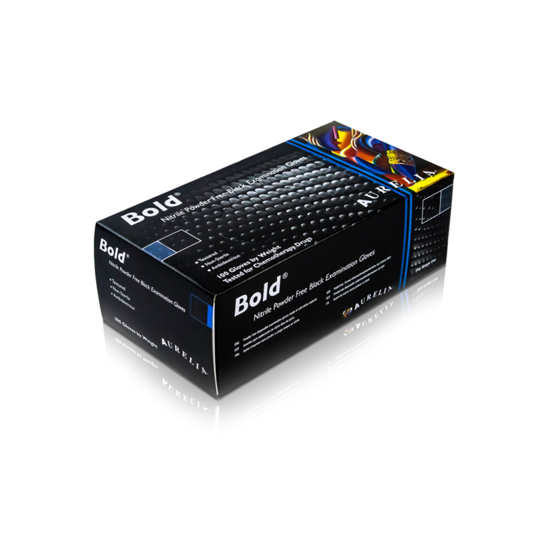 Aurelia Bold Nitrile Powder Free Black Gloves XLarge - Pack 100