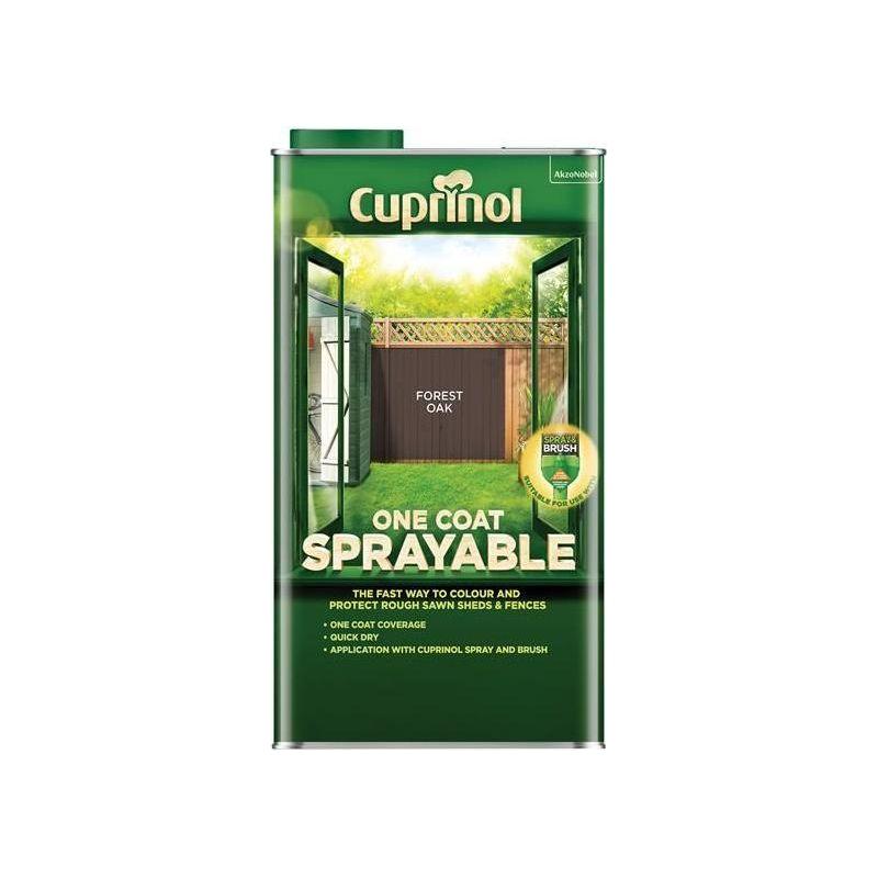 Cuprinol One Coat Sprayable Fence Treatment Forest Oak 5 litre Cuprinol - RockBottom Northampton