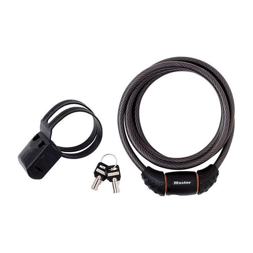 Master Lock Black Braided Steel Keyed Cable 1.8m x 10mm Master Lock - RockBottom Northampton