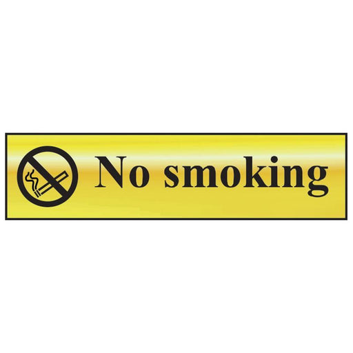 Scan No Smoking - Polished Brass Effect 200 x 50mm Scan - RockBottom Nothampton
