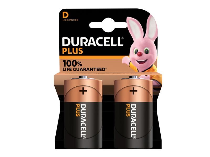 Duracell D Cell Plus Power +100% Batteries (Pack 2) Duracell - RockBottom Northampton