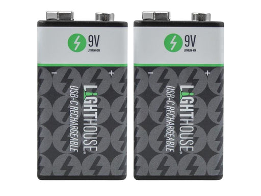 Lighthouse 9V USB-C Rechargeable Li-ion Battery Pack of 2