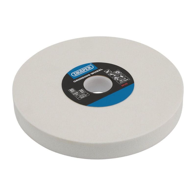 Draper Aluminium Oxide Bench Grinding Wheel, 200 x 25mm, 80G, White 04142 Draper - Town Tools 