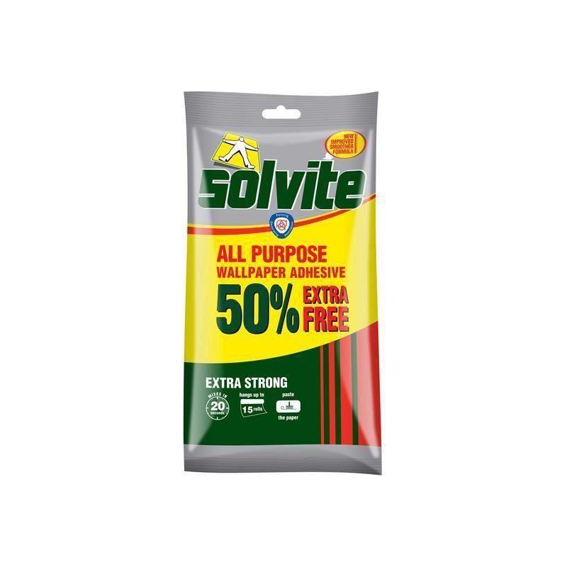 Solvite All Purpose Extra Strong Wallpaper Paste - 10 Roll Sachet with 50% Free Solvite - RockBottom Nothampton