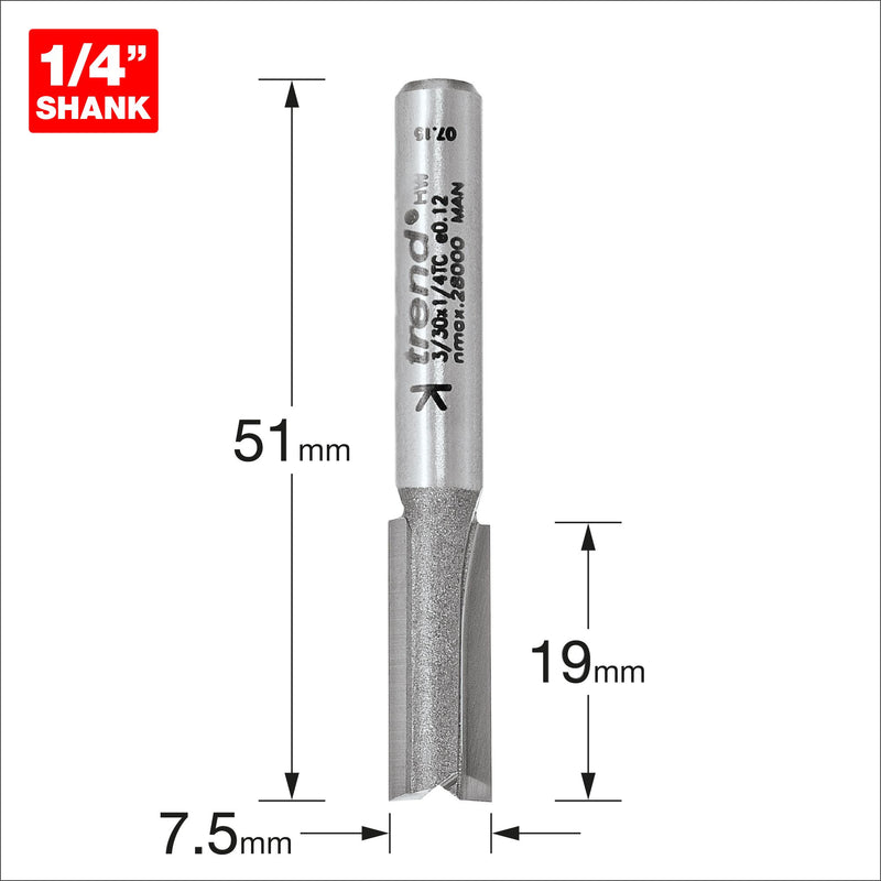 Trend Two Flute Cutter 7.5mm Heavy Duty Tool