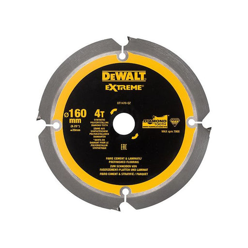 Dewalt Power Tools Extreme PCD Fibre Cement Saw Blade 160 x 20mm x 4T DeWALT Power Tools - RockBottom Northampton