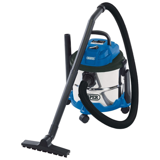 Draper 230V Wet and Dry Vacuum Cleaner with Stainless Steel Tank, 15L, 1250W Draper - Town Tools