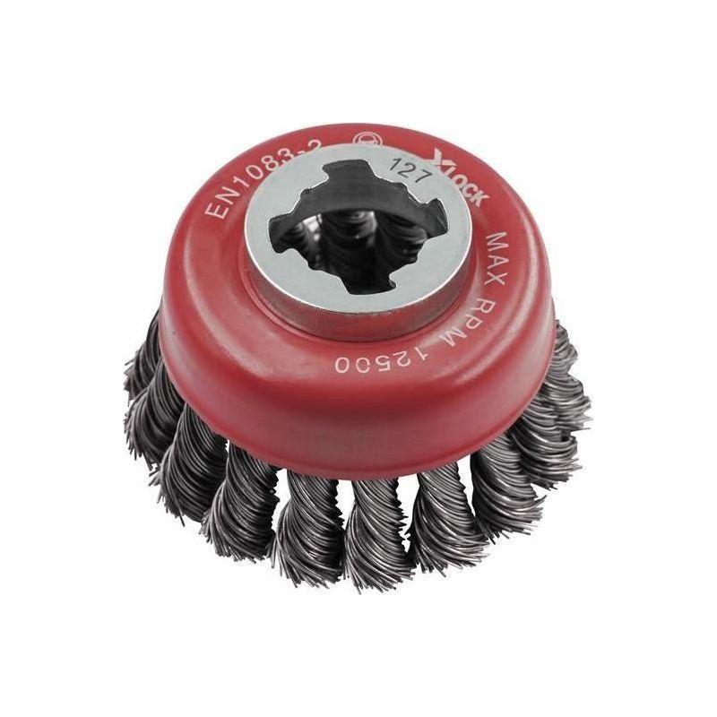 Faithfull X-LOCK Wire Cup Brush Twist Knot 75mm M14x2, 0.50mm Steel Wire Faithfull - RockBottom Northampton