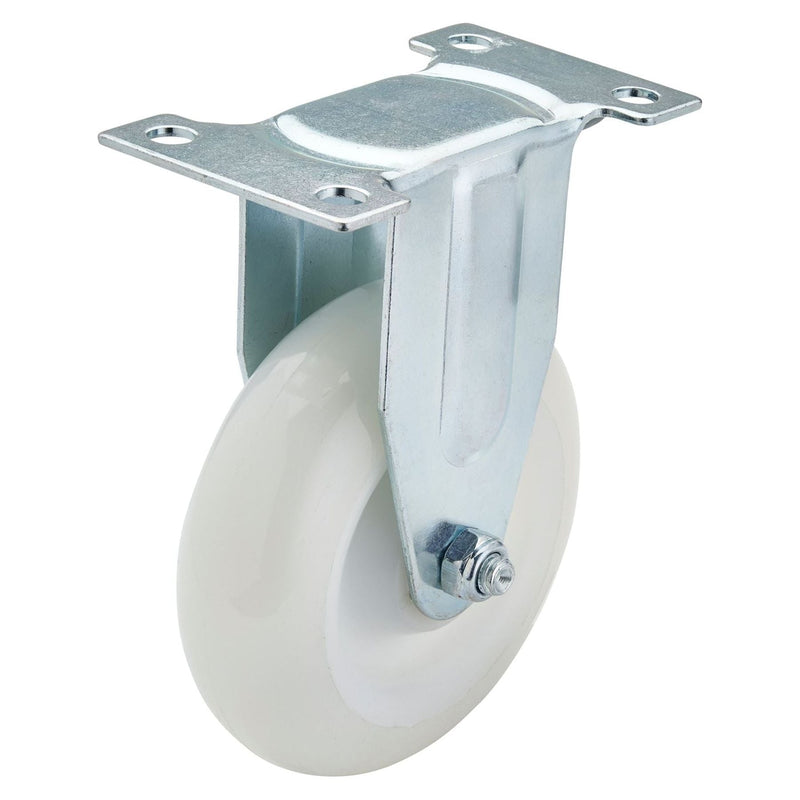 Draper Fixed Plate Fixing Nylon Wheel, 100mm Diameter, S.W.L. 125kg Draper - Town Tools