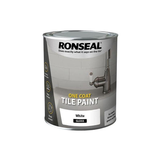 Ronseal One Coat Tile Paint White Gloss 750ml Ronseal - RockBottom Nothampton