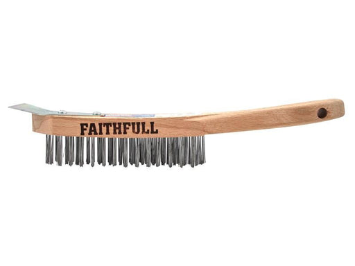 Faithfull Heavy-Duty Scratch Brush with Scraper - 4 Row Faithfull - RockBottom Northampton