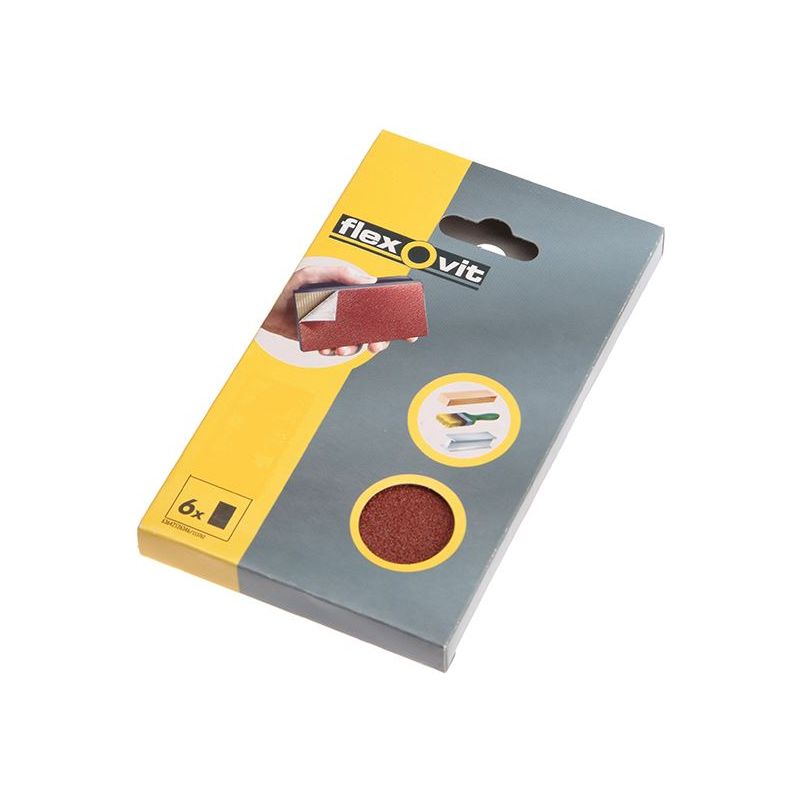 Flexovit Hook & Loop Sanding Block Refill Kit Fine 120g (6) Flexovit - RockBottom Northampton