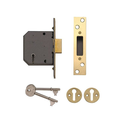 Yale Locks PM552 5 Lever Mortice Deadlock 80mm 3in Polished Brass Yale Locks - RockBottom Northampton