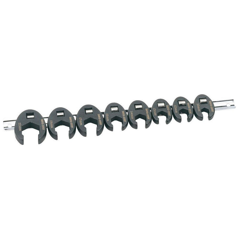 Draper Metric Crow Foot Spanner Set on a Metal Rail, 3/8" Sq. Dr. (8 Piece) Draper - Town Tools 