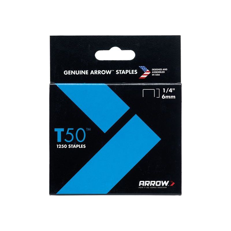 Arrow T50 Staples 6mm (1/4in) (Pack 5000, 4 x 1250) Arrow - RockBottom Northampton 