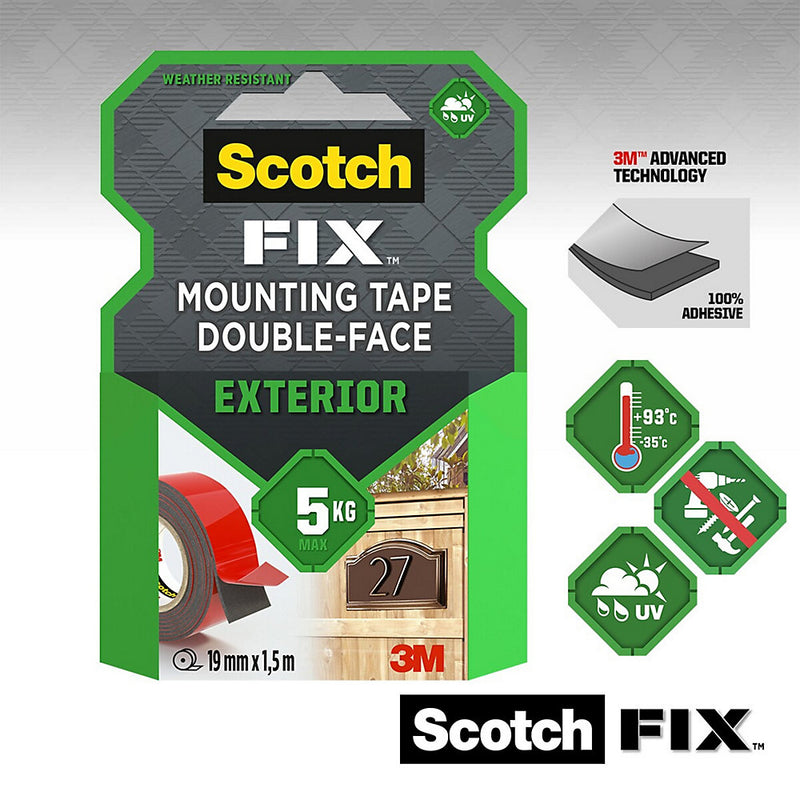 3M Scotch-Fix Exterior Red Mounting Tape (L)1.5m (W)19mm
