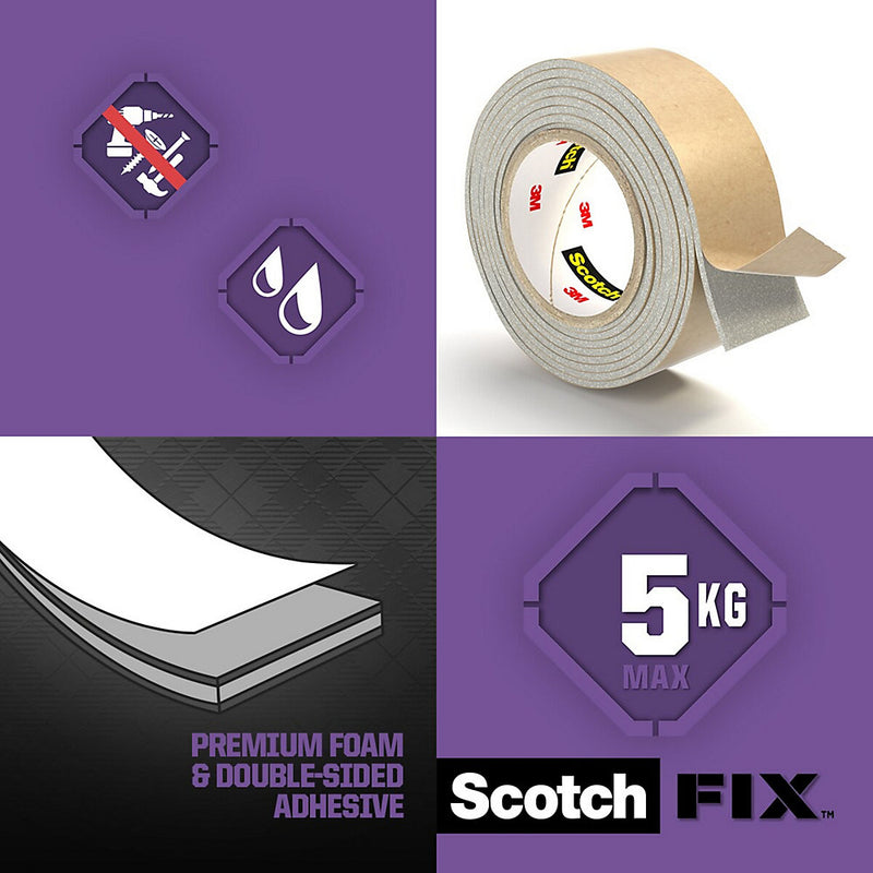 3M Scotch-Fix Mirror Beige Mounting Tape (L)1.5m (W)19mm