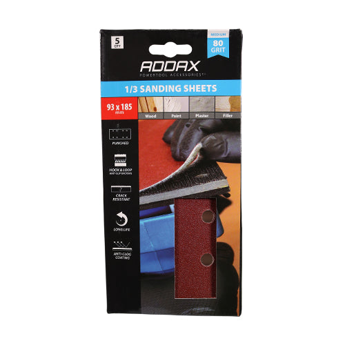 TIMCO 1/3 Sanding Sheets 80 Grit Red Punched