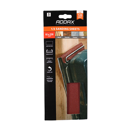 TIMCO 1/3 Sanding Sheets 180 Grit Red Unpunched