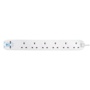 Masterplug 6 Gang Surge Extension Lead With 2 USBs 2m