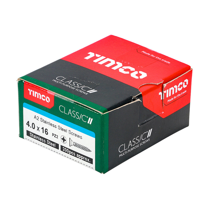 TIMCO Classic Multi-Purpose Countersunk A2 Stainless Steel Woodcrews — Box