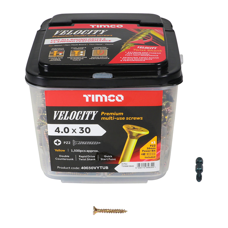 TIMCO Velocity Premium Multi-Use Countersunk Gold Woodscrews — Tub