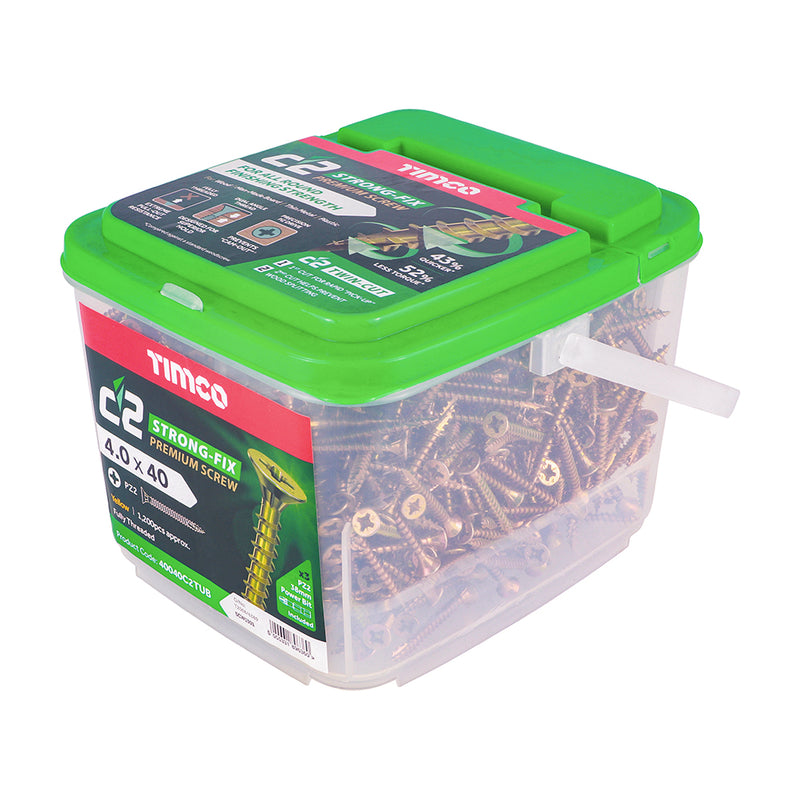 TIMCO C2 Strong-Fix Multi-Purpose Premium Countersunk Gold Woodscrews — Tub