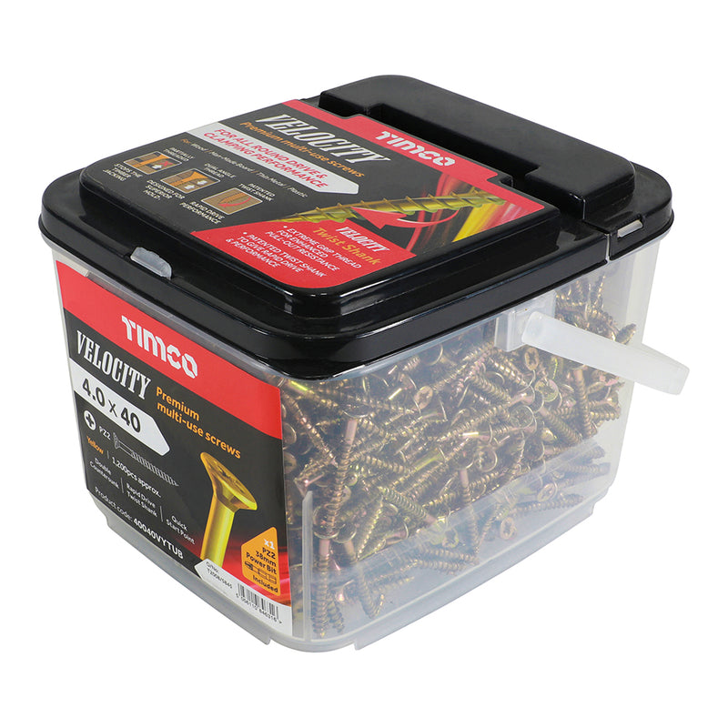 TIMCO Velocity Premium Multi-Use Countersunk Gold Woodscrews — Tub