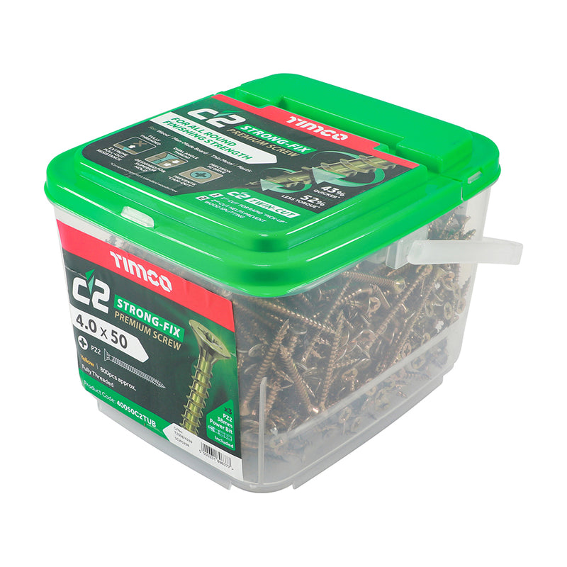 TIMCO C2 Strong-Fix Multi-Purpose Premium Countersunk Gold Woodscrews — Tub