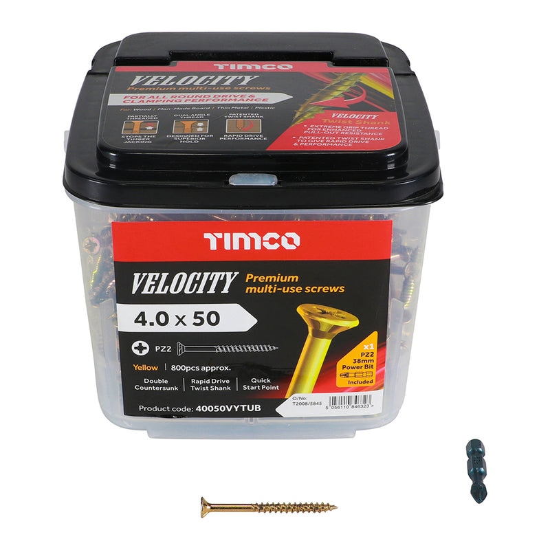 TIMCO Velocity Premium Multi-Use Countersunk Gold Woodscrews — Tub