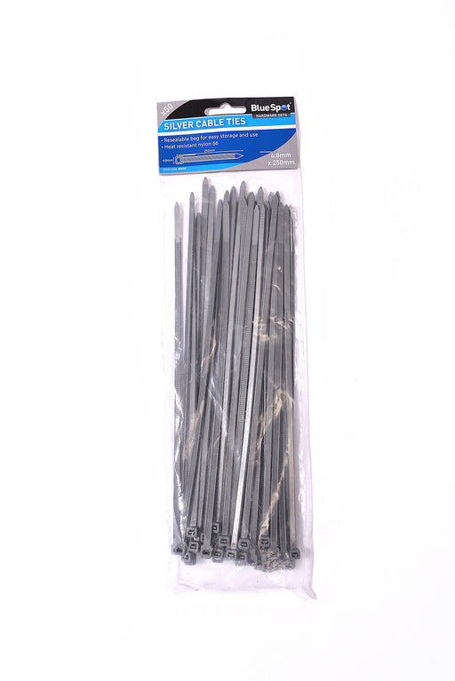 Blue Spot Tools 50 PCE 4.8mm Silver Cable Ties