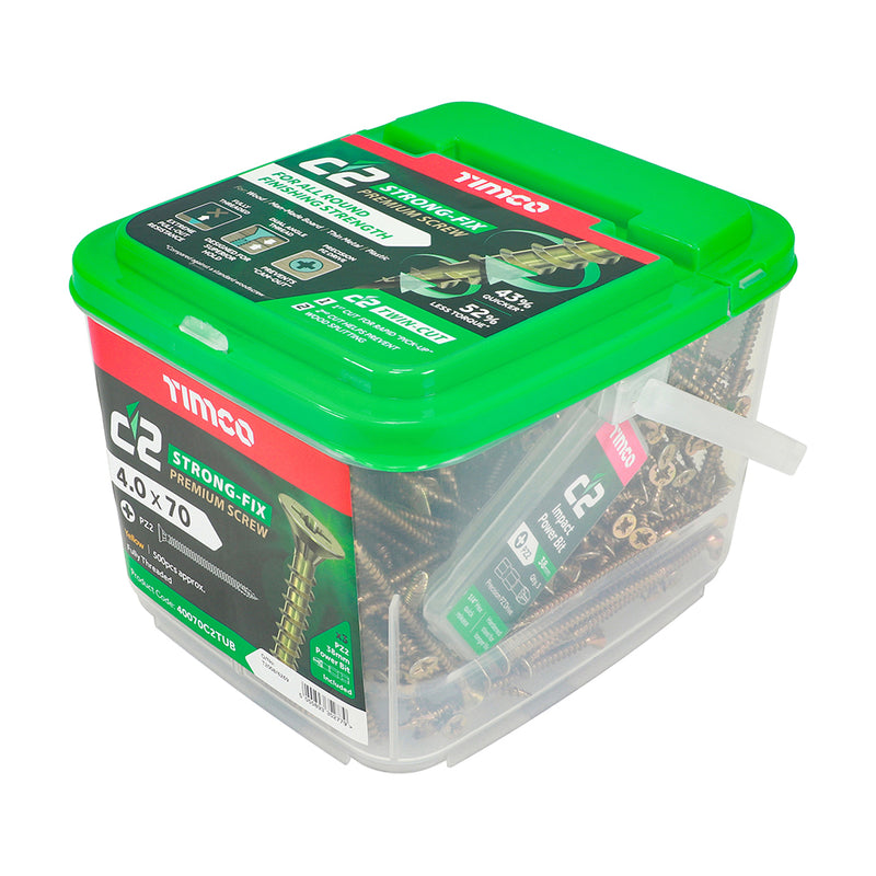 TIMCO C2 Strong-Fix Multi-Purpose Premium Countersunk Gold Woodscrews — Tub
