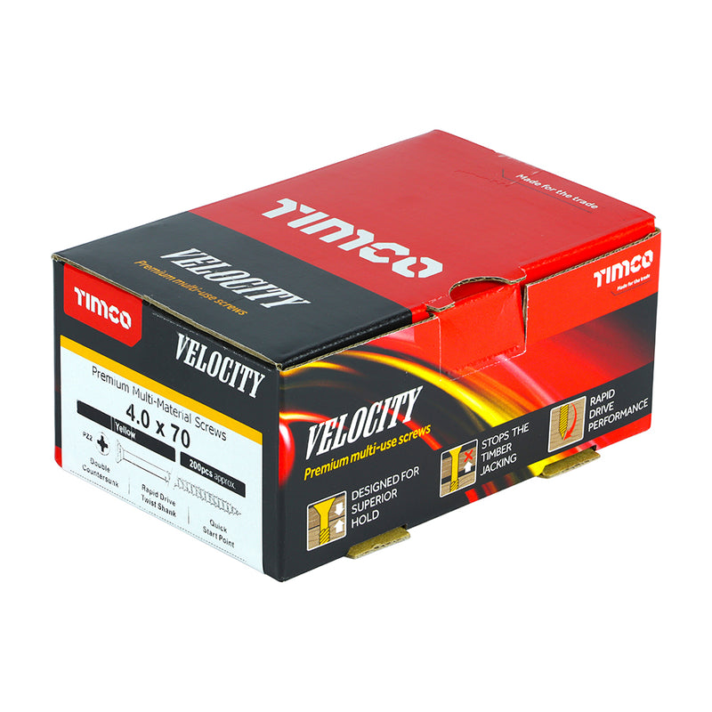 TIMCO Velocity Premium Multi-Use Countersunk Gold Woodscrews — Box