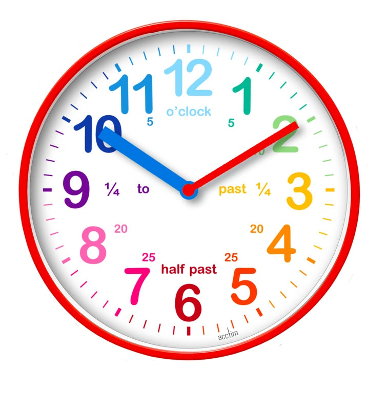 Acctim Wickford Kids Time Teach Clock 20cm Red