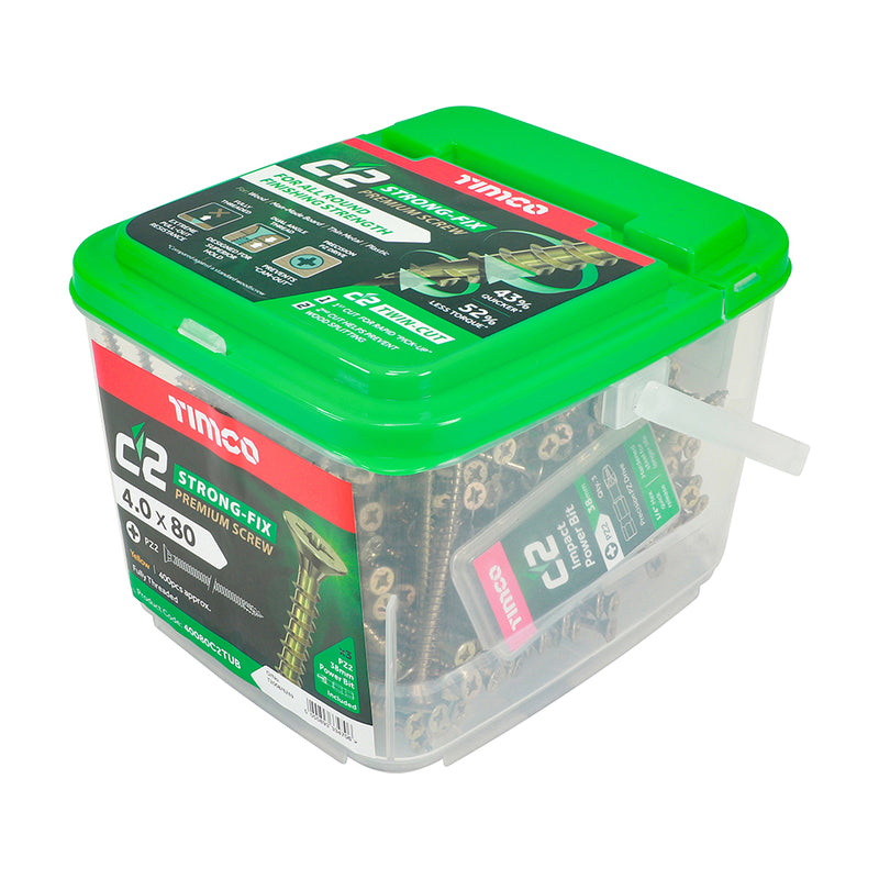 TIMCO C2 Strong-Fix Multi-Purpose Premium Countersunk Gold Woodscrews — Tub