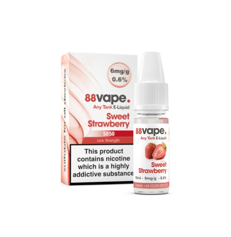 88 Vape E-Liquid 6mg 10ml Sweet Strawberry