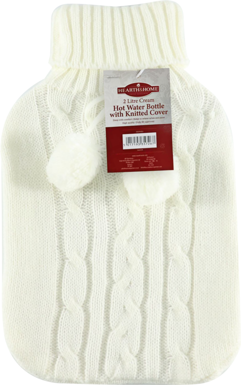 Hearth & Home 2L Hot Water Bottle with Cover White