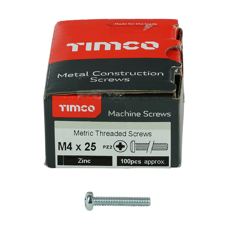 TIMCO Machine Pan Head Silver Screws - M4 x 10