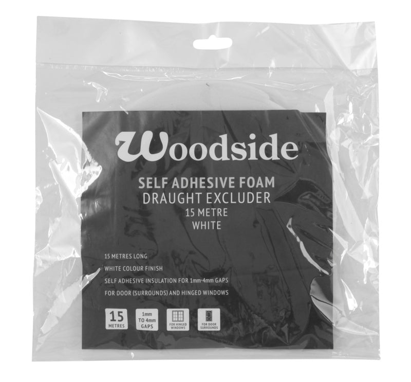 Woodside Self Adhesive Foam Draught Excluder 15m White