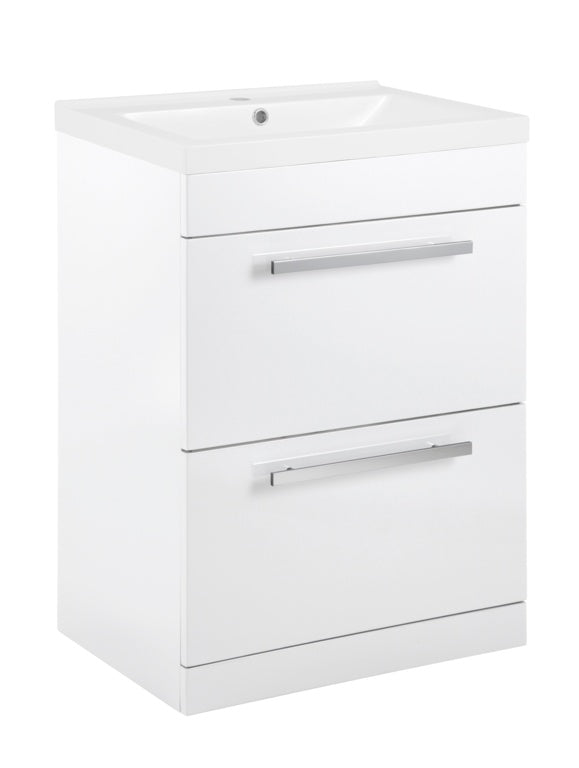 SP Avalon 2 Drawer Gloss White Basin Unit 600mm