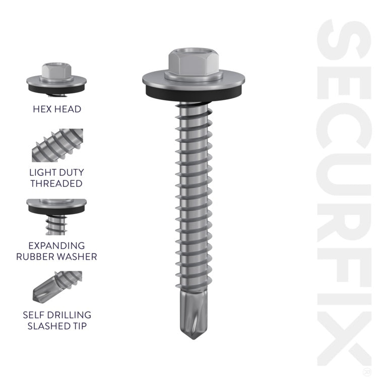 Securfix Self Drilling Roofing Screws 6.3 x 32mm | Pack of 100 Screws