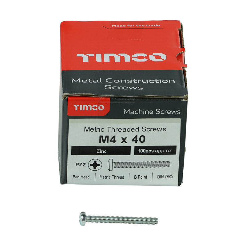 TIMCO Machine Pan Head Silver Screws - M4 x 10