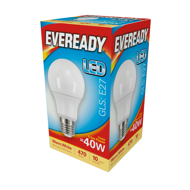 Eveready LED GLS 5.6w 470lm Warm White 3000k E27