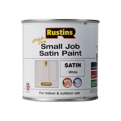Rustins Quick Dry Small Job Satin Paint White 250ml Rustins - RockBottom Nothampton