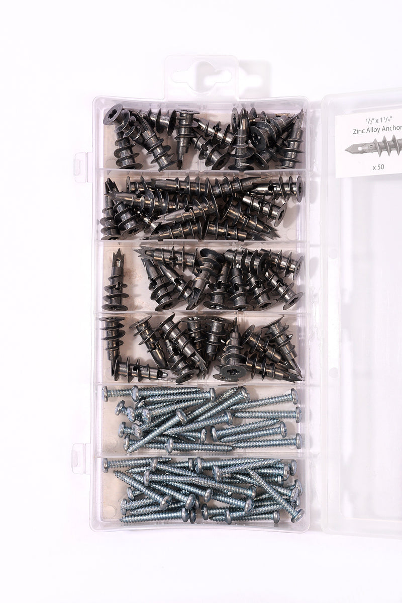 Blue Spot Tools 100 PCE Assorted Metal Drywall Anchor And Screw Set