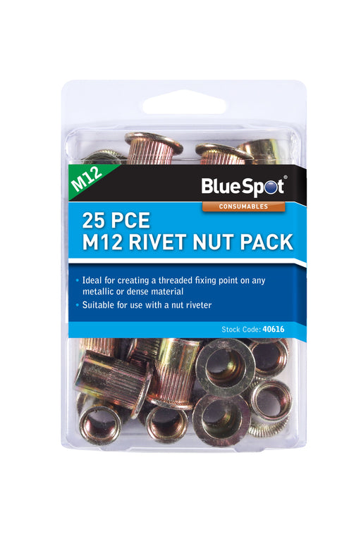 Blue Spot Tools 25 PCE M12 Rivet Nut Pack